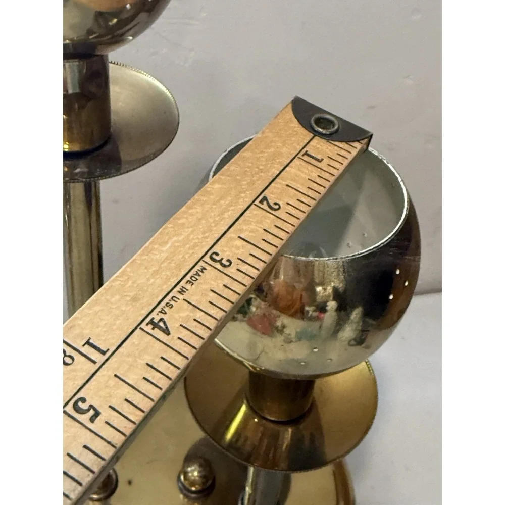 Vintage Mid-Century Modern Orb 3-Light Table‎ Lamp Solid Brass